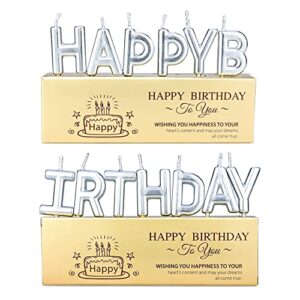 loevevry happy birthday candles set – 13 count，happy birthday metallic letter candle cake topper，birthday party baby bridal
