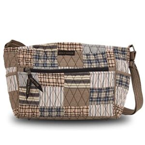 Bella Taylor Ashmont Claire Quilted Cotton Country Patchwork Crossbody Shoulder Bag With Pockets and Compartments