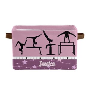 gymnast move stars red pink foldable custom personalized name storage bins basket cubic clothes supplies organizer,durable handle