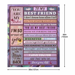 Gifts for Best Friends Blanket 60"x50",Best Friend Birthday Gifts for Women, Unique Friendship Gifts for Women Friends,BFF Gifts,to My Bestie Blanket,Thoughtful Besties Gift Ideas for Women Blanket