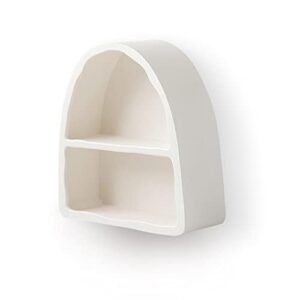 BOOMLATU 2 Tier White Floating Shelves for Wall,15.1" Arched Bathroom Shelves Wall Mounted for Living Room, Bedroom,Office