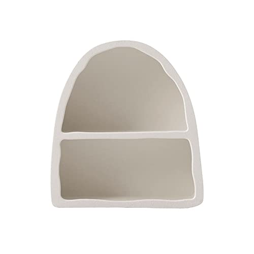 BOOMLATU 2 Tier White Floating Shelves for Wall,15.1" Arched Bathroom Shelves Wall Mounted for Living Room, Bedroom,Office