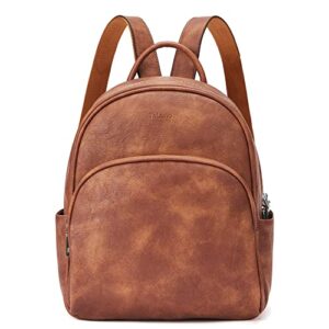 telena small backpack purse for women girls cute mini leather backpack travel shoulder bags brown