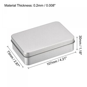 uxcell Metal Tin Box, 8pcs 4.21" x 2.87" x 1.18" Rectangular Empty Tinplate Storage Containers with Lids, Silver Tone