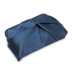 IXEBELLA Evening Bag for Women Formal Clutch Elegant Frame Satin Cocktail Prom Wedding Party Purse (Navy Blue)