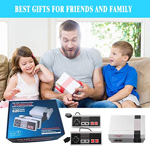 Classic Retro Console, AV Output Mini NES Old Video Game Console Built-in 620 Games with 2 Classic Controllers for Adults and Children