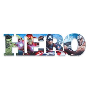 open road brands marvel hero character collage wood block decor – hang or display in a bedroom, play room or man cave