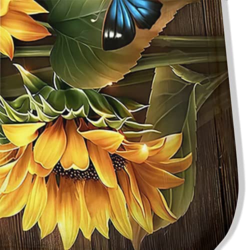 LUCKYYOUGAN Area Rug,Butterfly Sunflower on Wooden Board Non Slip Mat Area Rug Runners Floor Carpet for Kitchen Bedroom Living Room Children's Room Decoration,Farmhouse Decor 19.7x31.5inch