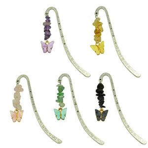 tucai 5 pcs antique silver metal bookmarks crystal butterfly bookmark hook bookmark for women kids teens girls readers book lovers