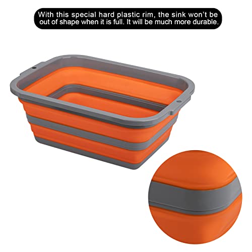 2 Pack Portable Sink with 2.25 Gal / 8.5L Each, Collapsible Tub for Washing Dishes, Outdoor, Camping and Hiking, Wash Basin for Home and Garden, Storage Bins for House