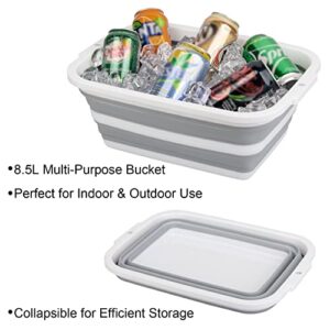 2 Pack Portable Sink with 2.25 Gal / 8.5L Each, Collapsible Tub for Washing Dishes, Outdoor, Camping and Hiking, Wash Basin for Home and Garden, Storage Bins for House