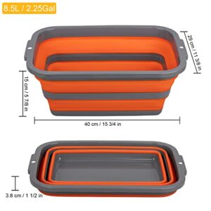 2 Pack Portable Sink with 2.25 Gal / 8.5L Each, Collapsible Tub for Washing Dishes, Outdoor, Camping and Hiking, Wash Basin for Home and Garden, Storage Bins for House