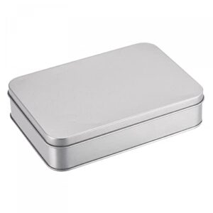 uxcell metal tin box, 6.3″ x 4.33″ x 1.38″ rectangular empty tinplate containers with lids, silver tone, for home organizer, candles, gifts, car keys, crafts storage