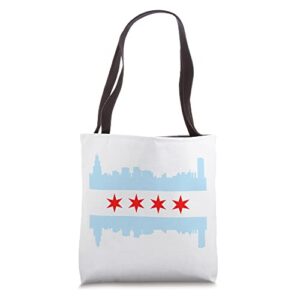 chicago flag skyline chi town windy city couples groups tote bag