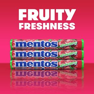 Mentos Chewy Mint Candy Roll, Strawberry, Non Melting, Party,15 Count (Pack of 1)