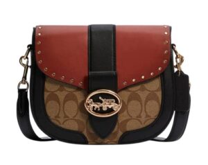 coach women’s georgie saddle bag (im/khaki/terracotta multi)