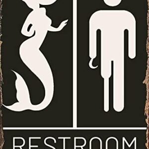 Funny Mermaid Pirate Vintage Restroom Door Sign Bathroom Decor Use For Nautical,Mermaid,Pirate,Beach,Ship Themed Wall Decor 12" * 8" (515)