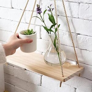 GloryMM Wooden Wall Hanging Shelves Plant Hangers Shelf Vintage Display Planter Rack Hanging Storage Shelf Pot Holder,S