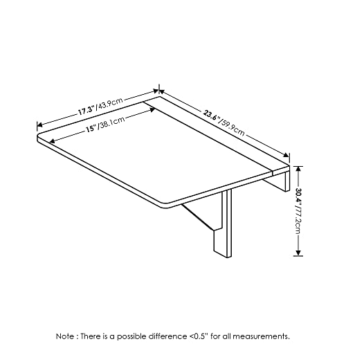 Furinno Hermite Wall Mounting Folding Table, White