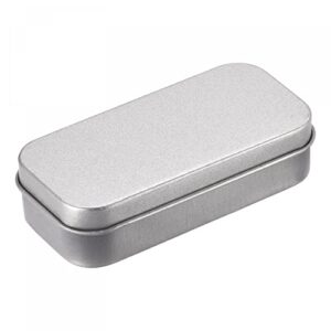 uxcell Metal Tin Box, 3pcs 3.15" x 1.5" x 0.79" Rectangular Empty Tinplate Storage Containers with Hinged Lids, Silver Tone