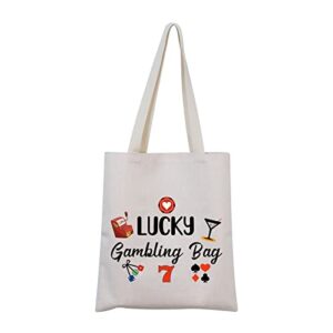 zjxhpo casino lover gift lucky gambling bag hangbag cash bag for gambler poker player canvas tote bag (lucky tote bag)