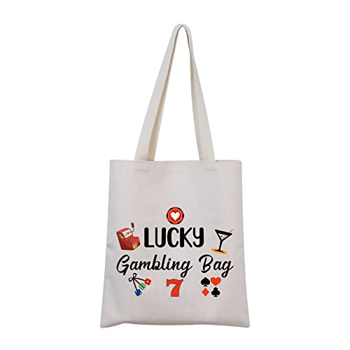 ZJXHPO Casino Lover Gift Lucky Gambling Bag Hangbag Cash Bag for Gambler Poker Player Canvas Tote Bag (Lucky Tote Bag)