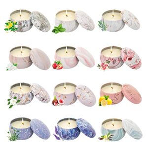 scented candles gifts for women,12 pack candles for home scented(marble), soy scented candles for home, aromatherapy candle gifts set for christmas day, birthday, mothers day
