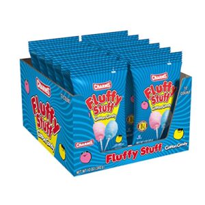 fluffy stuff cotton candy – pink and blue fresh spun floss sugar retro candy – carnival cotton candy in stay fresh packs for gifts, party favors – pack of 12 – 1 oz bags