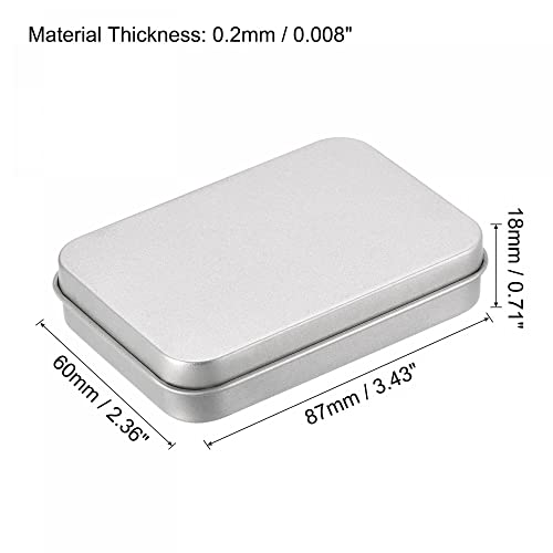 uxcell Metal Tin Box, 8pcs 3.43" x 2.36" x 0.71" Rectangular Empty Tinplate Storage Containers with Hinged Lids, Silver Tone