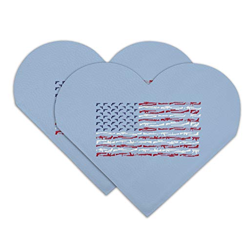 American Gun Flag USA Second 2nd Amendment Heart Faux Leather Bookmark - Set of 2