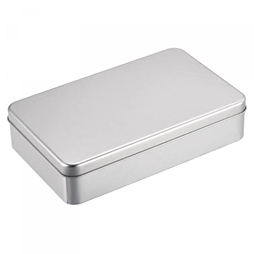 uxcell Metal Tin Box, 7.09" x 4.33" x 1.57" Rectangular Empty Tinplate Containers with Lids, Silver Tone, for Home Organizer, Candles, Gifts, Car Keys, Crafts Storage