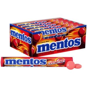 mentos candy, mint chewy roll, cinnamon, non melting, party, 1.32 oz(pack of 15)