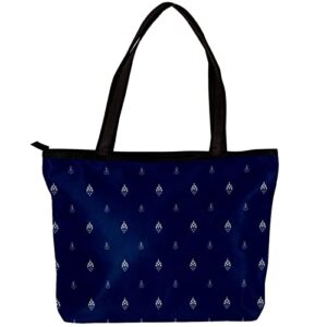 Tote Bag Shoulder Bags Handbags Navy Floral Flower Satchel Handbags for Women with Inner Pouch