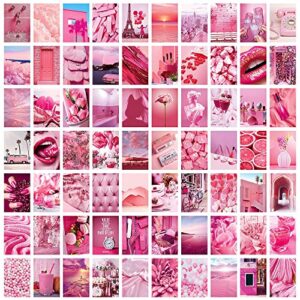 BOPART 70pcs Wall Collage Kit Aesthetic Picures, Pink Room Decor Aesthetic Collage Picture Wall Decor for Teen Girls Room Bedroom Dorm (4x6 inch)