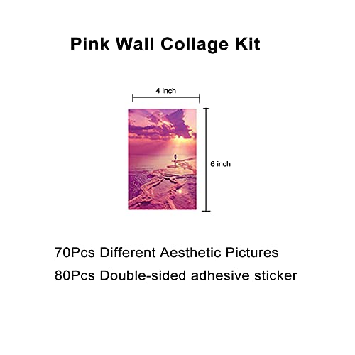 BOPART 70pcs Wall Collage Kit Aesthetic Picures, Pink Room Decor Aesthetic Collage Picture Wall Decor for Teen Girls Room Bedroom Dorm (4x6 inch)