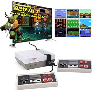 retro classic game console,classic video games system built-in 620 games and 2 classic edition controllers,av output plug and play,retro toys