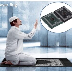 Kellegour 2 Pieces Muslim Travel Prayer Mat,Muslim Prayer Carpet,with Compass Pocket Sized Carry Bag,Muslim Prayer Rug and Attached Compass,Islamic Prayer Rug,Islamic Prayer Pad