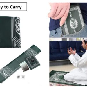 Kellegour 2 Pieces Muslim Travel Prayer Mat,Muslim Prayer Carpet,with Compass Pocket Sized Carry Bag,Muslim Prayer Rug and Attached Compass,Islamic Prayer Rug,Islamic Prayer Pad