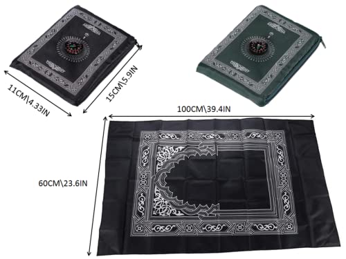 Kellegour 2 Pieces Muslim Travel Prayer Mat,Muslim Prayer Carpet,with Compass Pocket Sized Carry Bag,Muslim Prayer Rug and Attached Compass,Islamic Prayer Rug,Islamic Prayer Pad