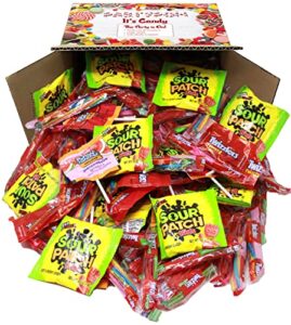 bulk candy mix, 10 lb of assorted individually wrapped, big box of candy variety, includes sour patch kids, rainbow, strawberry, watermelon, cherry twizzers, assorted jolly ranchers