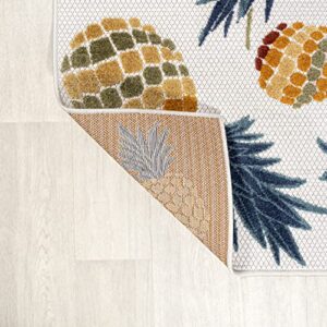 JONATHAN Y AMC117A-5 Ananas Bold Pineapple High-Low Indoor Outdoor Area-Rug, Tropical Coastal Casual Easy-Cleaning,Bedroom,Kitchen,Backyard,Patio,Non Shedding, 5 X 8, Orange/Navy