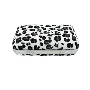 Plush Evening Bag for Women Stylish Leopard Print Handbag Pearl Chain Purse for Party Prom White