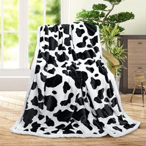 Cow Print Blanket Sherpa Blanket Fuzzy Fleece Flannel Soft Cozy Cute Animal Throw Blanket for Couch/Sofa/Bed, 50x60 in