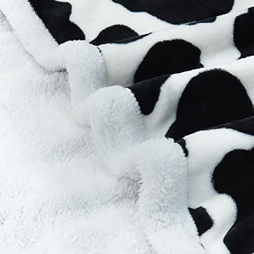 Cow Print Blanket Sherpa Blanket Fuzzy Fleece Flannel Soft Cozy Cute Animal Throw Blanket for Couch/Sofa/Bed, 50x60 in