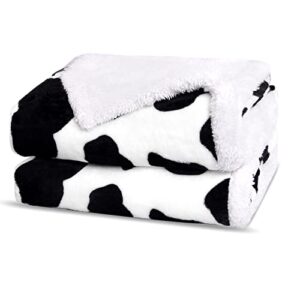 Cow Print Blanket Sherpa Blanket Fuzzy Fleece Flannel Soft Cozy Cute Animal Throw Blanket for Couch/Sofa/Bed, 50x60 in