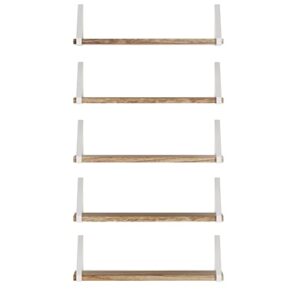 Wallniture Ponza Floating Bookshelves, Burnt 17"x4.5" Floating Shelves for Wall Storage, Set of 5 Wood Shelves for Bedroom, Bathroom, Kitchen, Living Room Decor