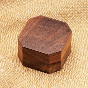 COSISO Portable Wood Ring Gift Box Case for Proposal Engagement Jewelry Display,Small Slim Wooden Ring Holder (Black Inner)