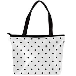 tote bag shoulder bags handbags white and black polka dot satchel handbags for women with inner pouch