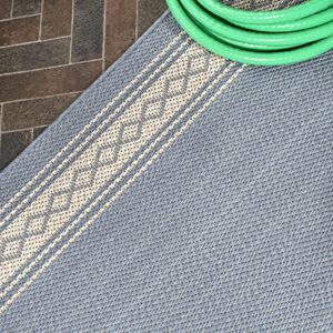 JONATHAN Y SMB207C-3 Lucia Classic Diamond Border Indoor Outdoor Area-Rug, Farmhouse, Traditional, Solid Easy-Cleaning,Bedroom,Kitchen,Backyard,Patio,Non Shedding, Blue/Cream, 3 X 5