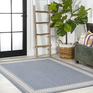 JONATHAN Y SMB207C-3 Lucia Classic Diamond Border Indoor Outdoor Area-Rug, Farmhouse, Traditional, Solid Easy-Cleaning,Bedroom,Kitchen,Backyard,Patio,Non Shedding, Blue/Cream, 3 X 5
